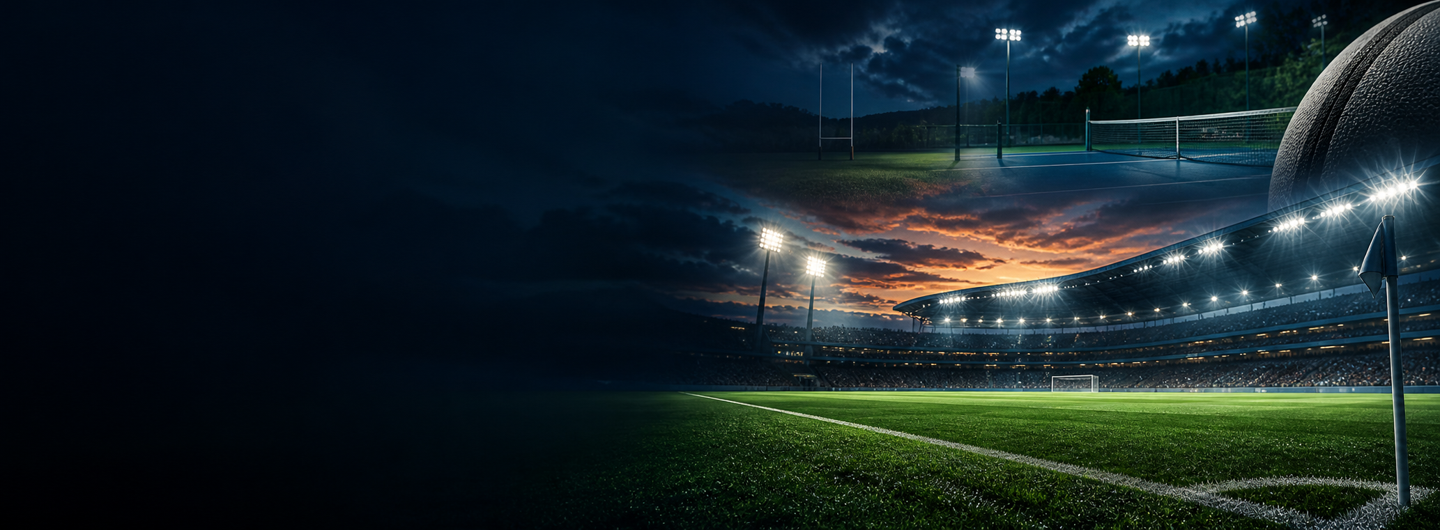Floodlit sports stadium